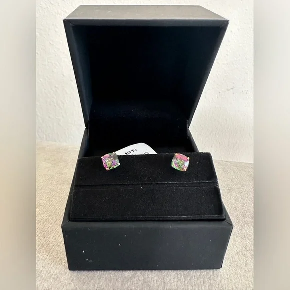 Mystic Topaz 14k Gold Pierced Earrings - Picture 3 of 10